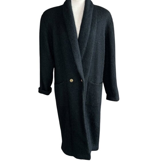 IB Diffusion Black Wool Mohair Blend Sweater Coat Double Breasted Size Small - Picture 2 of 10
